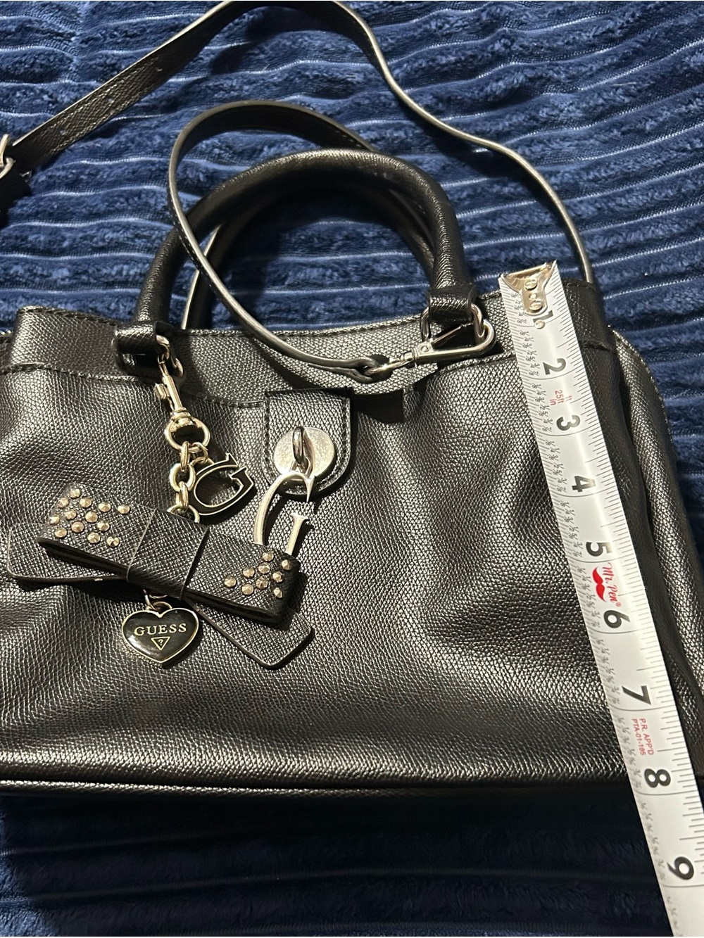 Guess - Black Satchel w/ Bow Charm - Picture 7 of 15